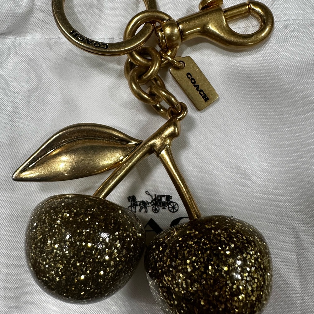 Coach Gold Sparkle Cherry Bag Charm Style Number 77840 - Picture 4 of 5